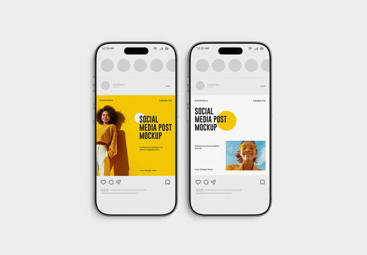 Dual Smartphone Screen Social Media Post Mockup