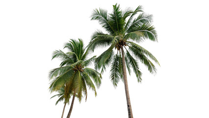 Two green tropical palm trees summer vacation travel botanical asset isolated on transparent background © novoradova-png