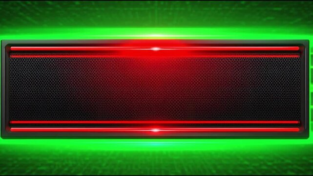 Futuristic Pulsing Red Neon Panel on Glowing Green Background