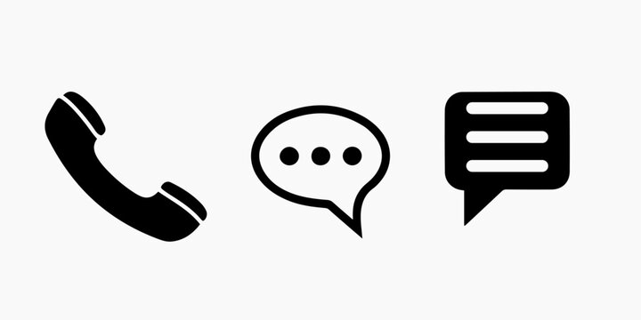 Collection of black icons representing contact communication methods