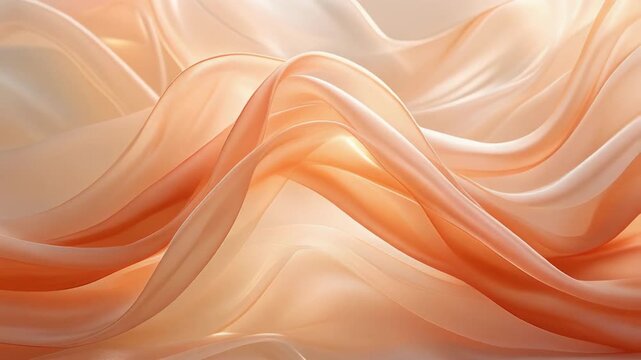 Abstract flowing translucent waves in soft peach and cream tones