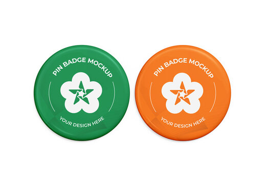 Multiple Round Pin Badge & Button Mockup