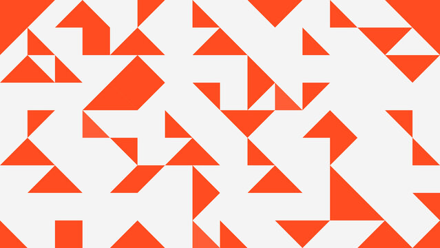 Abstract geometric pattern with orange and white triangles