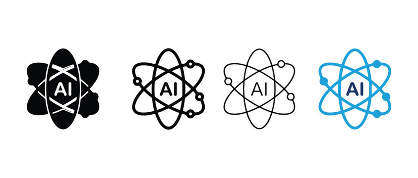 Artificial intelligence logo set with atom and ai text on white background for technology and innovation concepts  ai logos