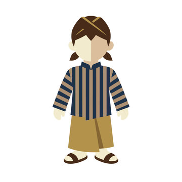Vector illustration of a man wearing traditional Javanese clothing and blangkon headwear