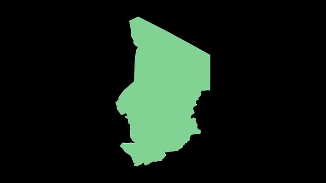 Chad green 3D map spin perfect 10 second loop black background