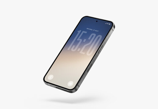 Floating Android Phone Mockup with Screen Display