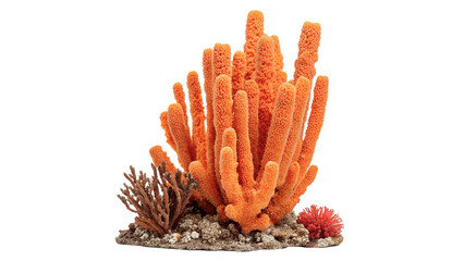 Abstract orange coral branch element isolated on transparent background for graphic design © novaro-png