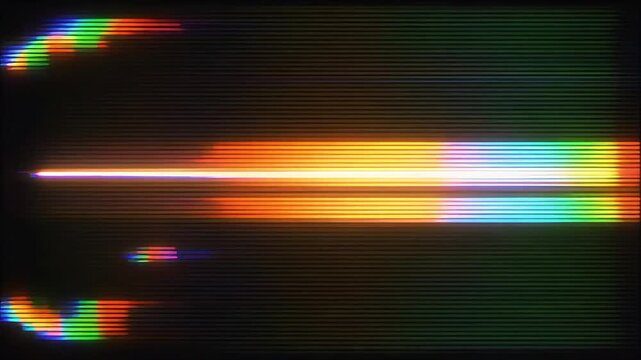 A vibrant spectrum of digital light manifests through chromatic aberration effects that ripple across the dark display creating an intense technological pulse which stimulates the human visual