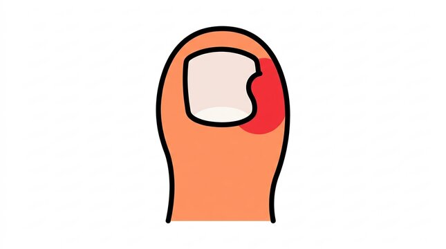 Ingrown nail medical diagram with redness and swelling
