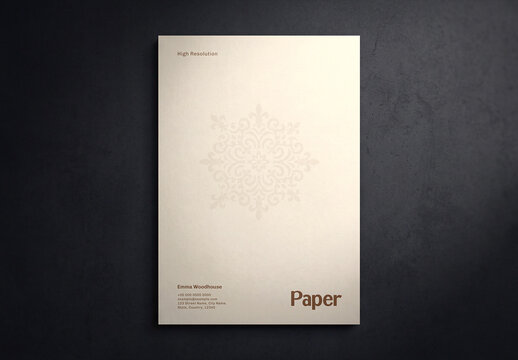 A4 Letterhead Mockup on Dark Surface