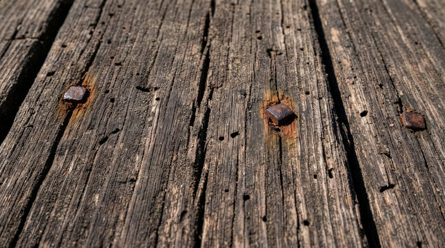 Texture 136 Weathered Old Wood Surface with Peeling Paint, Cracks, and Rusty Nails