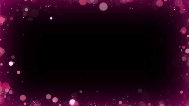 pink stars ,glitter particles and bokeh lights border frame isolated alpha channel animation, valentine, new year and christmas, social media motion design element