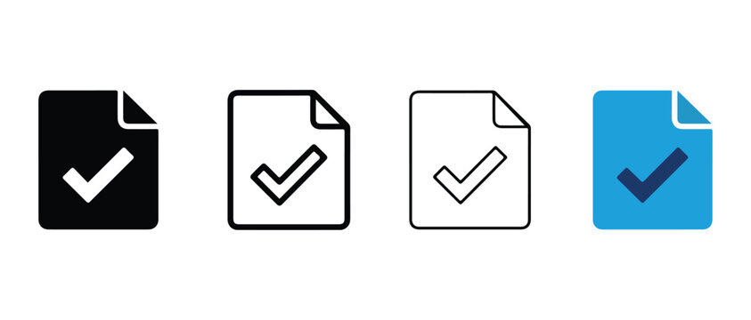 Document file icons with checkmarks on white background