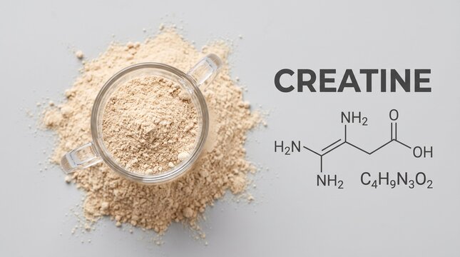 Creatine Powder Supplement with Molecular Formula for Sports Nutrition and Muscle Performance