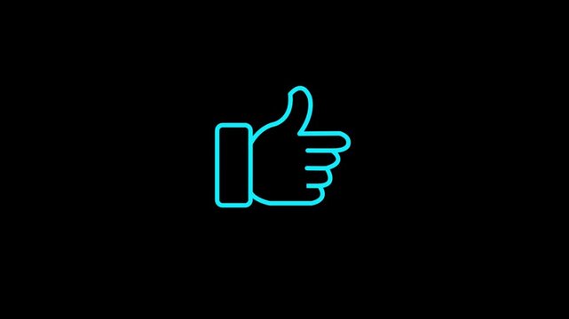 Outlined animated thumbs-up icon with shining lines on white background. Light, cheerful design expressing approval, support, or positive feedback in a clean, modern style.