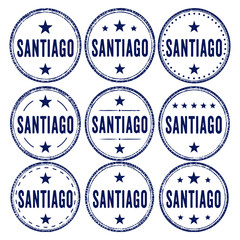 Obraz premium Santiago stamp set. Seal set with city name on a white background