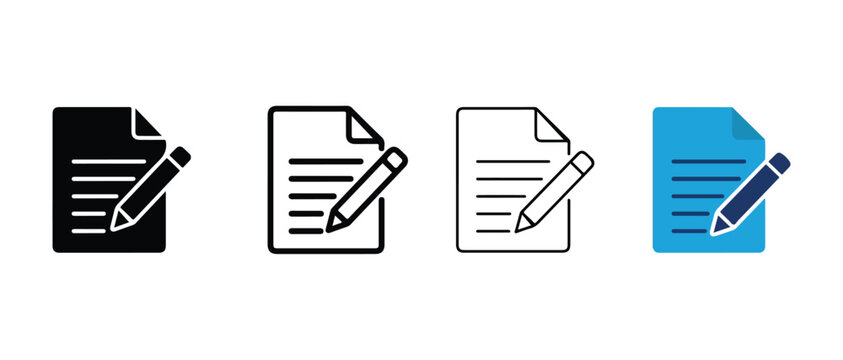document icons with a pencil on top for editing and writing purposes  documents have lines for writing text