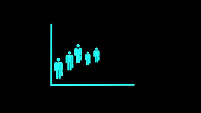 1 year child to 50 year man icon graph animation 4k video and black background .