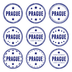 Obraz premium Prague stamp set. Seal set with city name on a white background