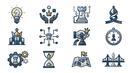 Collection of Business Strategy and Planning Icons. © To