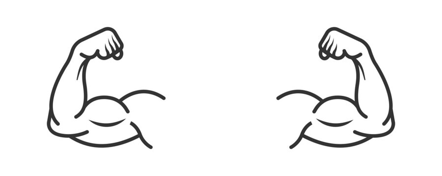 Strong muscular arms vector icon with flexed biceps symbol for fitness, gym and bodybuilding illustration design