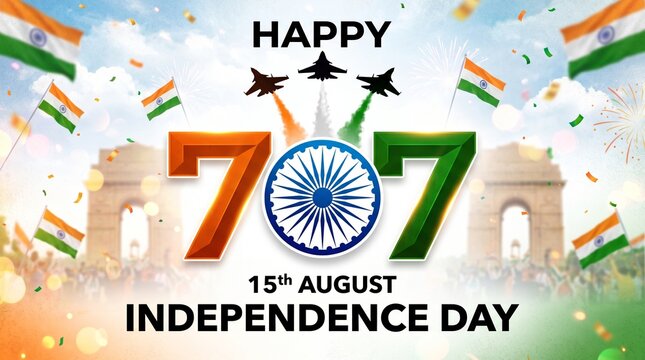 77th India Independence Day freedom celebration concept or tricolor flag, icon, poster, banner. 15 August Celebration 77th Independence Day 2024. template design. 77th Years Anniversary. Vector ...