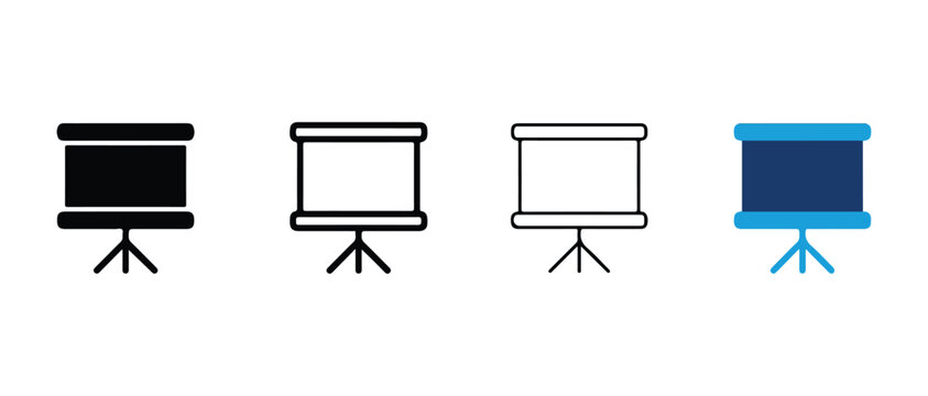  projector screen icons on white background for presentation and display purposes in various settings  educational to business environments