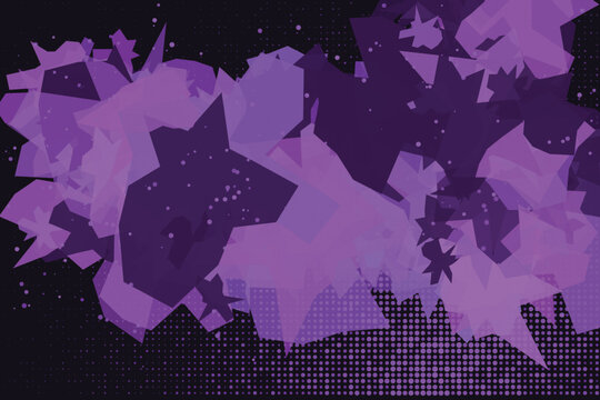 Abstract grunge fractal explosion in deep purple and black hues