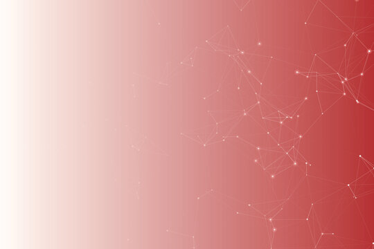 Abstract red gradient plexus network with white nodes and lines