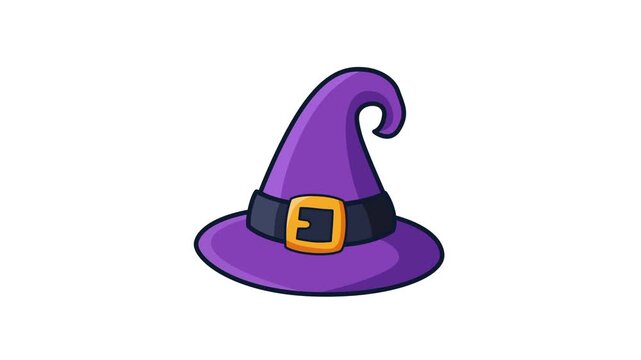 Cute halloween witch hat icon with loop animation