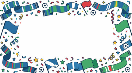 Obraz premium Soccer Fan Celebration Frame with Scarves Flags Confetti and Stars