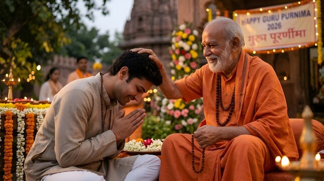 Guru's Blessing: Spiritual Mentor Appreciates Devoted Student