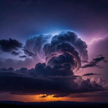 Ominous dark clouds gather rapidly above the landscape, signaling the imminent arrival of a powerful thunderstorm and heavy precipitation, ominous, forecasting, daylight