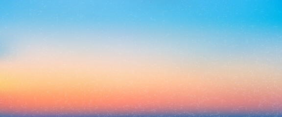 Soft grain gradient background blending sky blue peach coral and warm orange sunset tones, perfect for travel branding, summer posters, beach themes and social media designs © Iryna
