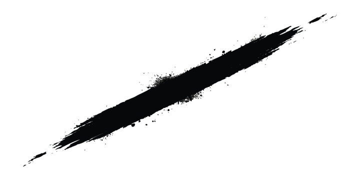 Single black ink brush stroke diagonal line texture