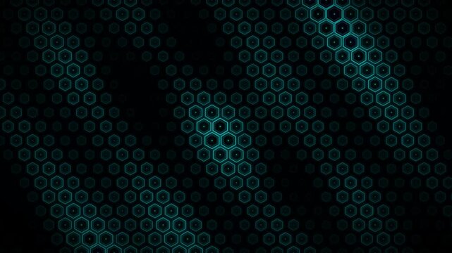 Dark teal hexagonal pattern background, abstract geometric grid texture, modern digital design element, futuristic technology backdrop for presentations and web