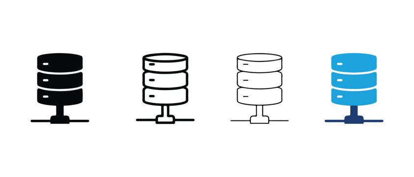 database server icons in different colors on white background  database servers  storage  data storage  servers