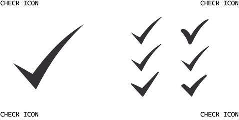 Premium Check Mark Icon Set – Black Tick Symbol Collection Isolated on White Background © Azizur