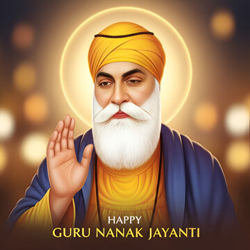 Guru Nanak Dev Ji Portrait, Sikhism Founder, Guru Nanak Jayanti Celebration