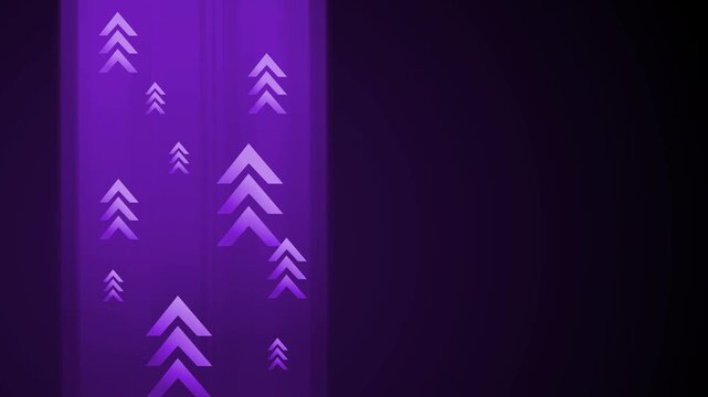 Vertical beam of teal light with multiple upward arrows on left gradient background animation