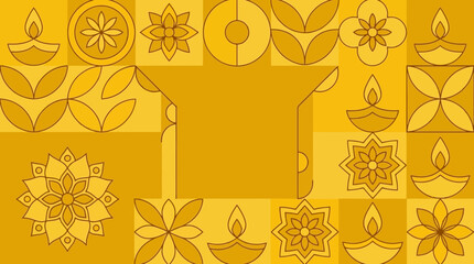 Elegant golden Indian pattern featuring traditional diyas and beautiful floral designs © iis