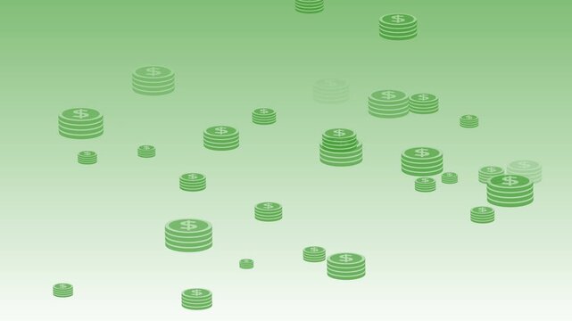 Floating coin stacks gradient background animation