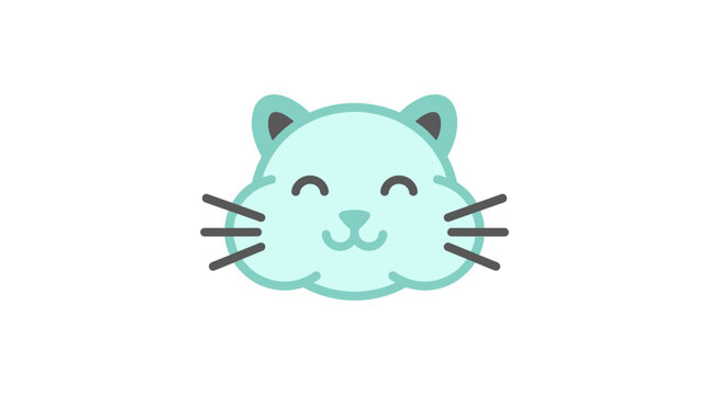 Cute mint green cat face icon