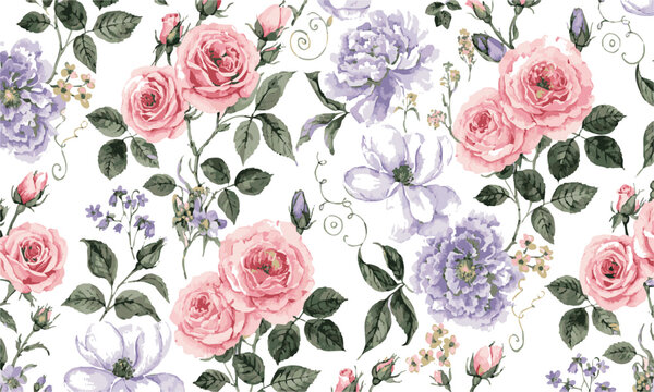 Vintage Botanical Watercolor Floral Design.