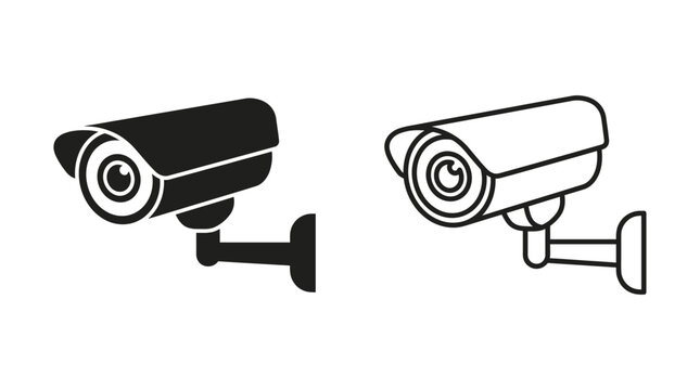 Security Camera Silhouettes Black And White Vector Illustration