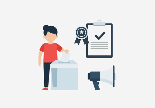 Citizen casting vote into ballot box for democratic election