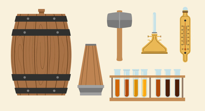 Vintage brewery and laboratory testing equipment set