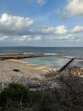 View of Oak Park rock pool during the day, Sydney, Australia.