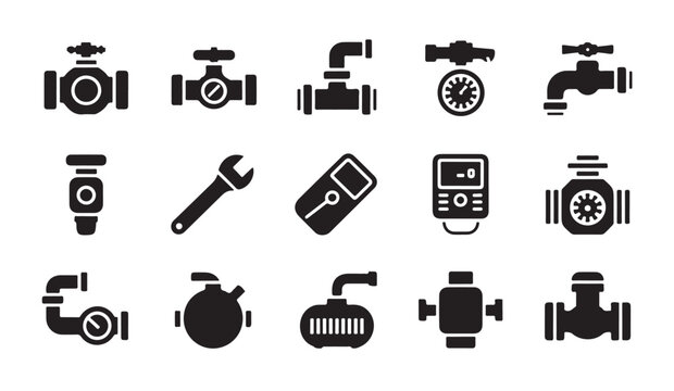 Engineering measurement tools and valve icons for industrial pressure control technology.